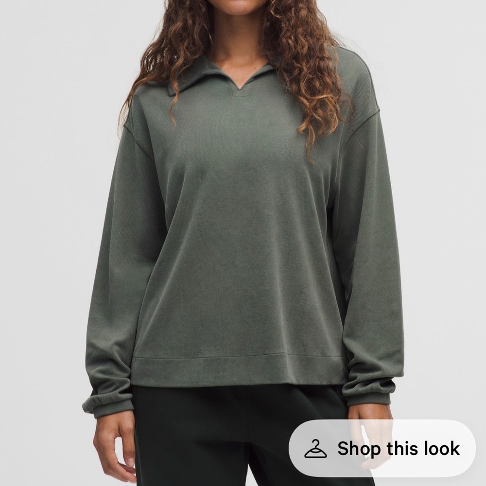 Lululemon Softstreme Pique Oversized Long-Sleeve Polo Shirt Size Medium